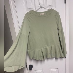 Altar’d State size small Ruffle hemline Peplum Sage green